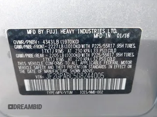 2016 Subaru Crosstrek Premium z VIN JF2GPABC5G8244005, wystawiony jako IAAI lot #42198819 z przebiegiem 42 273 mil mil oraz . Historia ofert i sprzedaży dostępna na DreamBid. Obrazek 9.
