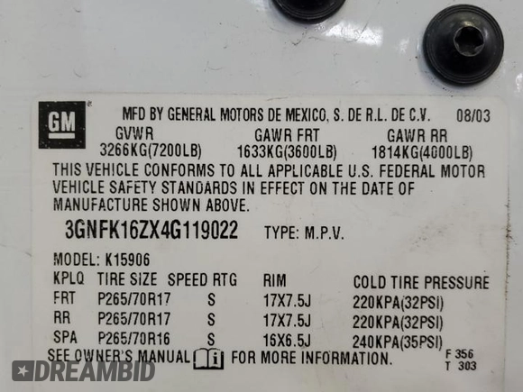 2004 Chevrolet Suburban Z71 with VIN 3GNFK16ZX4G119022, listed as a Copart auction lot 43548145 with 174,143 mi miles and Salvage Title. Bid and sale history available at carsss.com. Image 13.