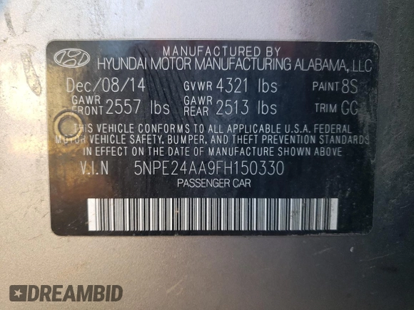 2015 Hyundai Sonata Eco z VIN 5NPE24AA9FH150330, wystawiony jako Copart lot #54132395 z przebiegiem 157 219 mil mil oraz Szkoda całkowita • Salvage title. Historia ofert i sprzedaży dostępna na DreamBid. Obrazek 12.