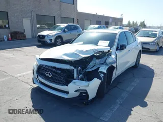 2021 Infiniti Q50 Red Sport 400 with VIN JN1FV7DR9MM880601, listed as a IAAI auction lot 42509477 with 28,202 mi miles and . Bid and sale history available at DreamBid. Image 6.