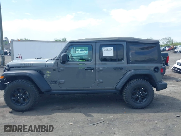 2021 Jeep Wrangler Unlimited Willys с VIN 1C4HJXDNXMW815548, выставлен на аукционе IAAI как лот 42226665 с пробегом 55 457 миль миль и . История ставок и продаж доступна на DreamBid. Изображение 14.