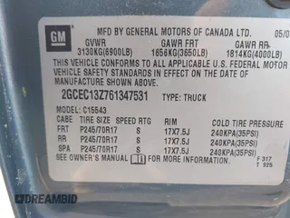 2006 Chevrolet Silverado 1500 LT2 with VIN 2GCEC13Z761347531, listed as a IAAI auction lot 42121593 with 344,438 mi miles. Bid and sale history available at carsss.com. Image 9.