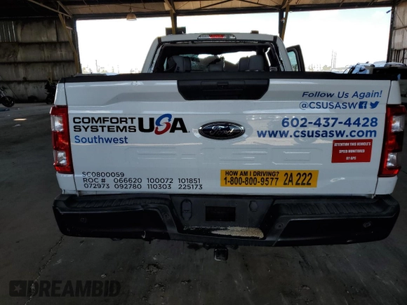 2021 Ford F-150 XL with VIN 1FTEX1CBXMKE12215, listed as a Copart auction lot 58756335 with Not provided miles and Salvage title. Bid and sale history available at DreamBid. Image 6.