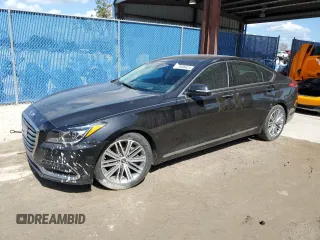 2018 Genesis G80 3.8L with VIN KMHGN4JE6JU233985, listed as a Copart auction lot 75596424 with 0 mi miles and Salvage Title. Bid and sale history available at carsss.com. Image 1.