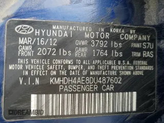 2013 Hyundai Elantra GLS z VIN KMHDH4AE8DU487602, wystawiony jako Copart lot #55031365 z przebiegiem 133 822 mil mil oraz Czysty tytuł • Clean title. Historia ofert i sprzedaży dostępna na DreamBid. Obrazek 12.