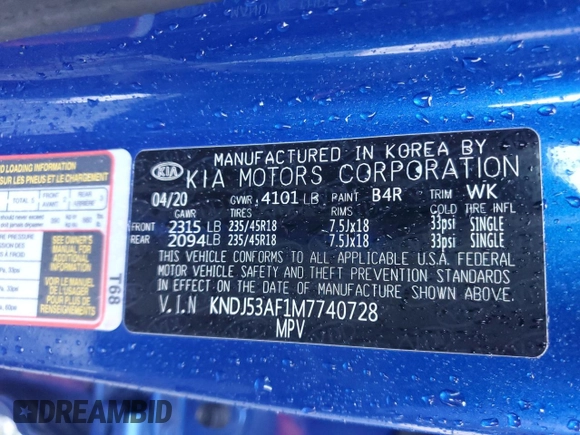 2021 Kia Soul Turbo with VIN KNDJ53AF1M7740728, listed as a Copart auction lot 81452354 with Not Provided miles and Salvage Title. Bid and sale history available at DreamBid. Image 13.