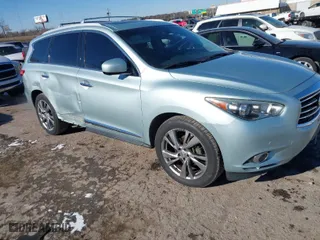 2013 Infiniti JX35 with VIN 5N1AL0MM3DC323998, listed as a IAAI auction lot 41385419 with 193,371 mi miles. Bid and sale history available at carsss.com. Image 1.