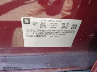 2015 Chevrolet Malibu LT with VIN 1G11D5SLXFF207328, listed as a IAAI auction lot 41996484 with 1 mi miles. Bid and sale history available at carsss.com. Image 9.