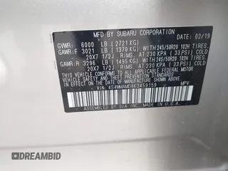 2019 Subaru Ascent Limited with VIN 4S4WMAMD8K3459159, listed as a IAAI auction lot 42151023 with 46,814 mi miles and . Bid and sale history available at DreamBid. Image 9.