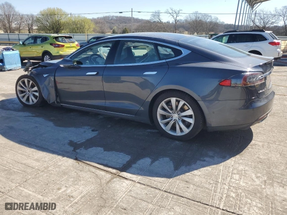 2015 Tesla Model S 85D with VIN 5YJSA1E29FF119035, listed as a Copart auction lot 49609805 with 111,407 mi miles and Salvage Title. Bid and sale history available at carsss.com. Image 2.
