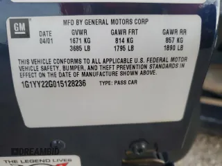 2001 Chevrolet Corvette with VIN 1G1YY22G015128236, listed as a Copart auction lot 74362284 with Not Provided miles and Salvage Title. Bid and sale history available at carsss.com. Image 12.