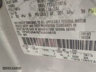 2007 Ford Escape Limited with VIN 1FMCU04167KA09610, listed as a IAAI auction lot 42110400 with 250,550 mi miles. Bid and sale history available at carsss.com. Image 7.