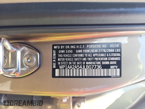 2018 Porsche Macan with VIN WP1AA2A54JLB07736, listed as a Copart auction lot 61697685 with 131,096 mi miles and Clean title. Bid and sale history available at DreamBid. Image 10.