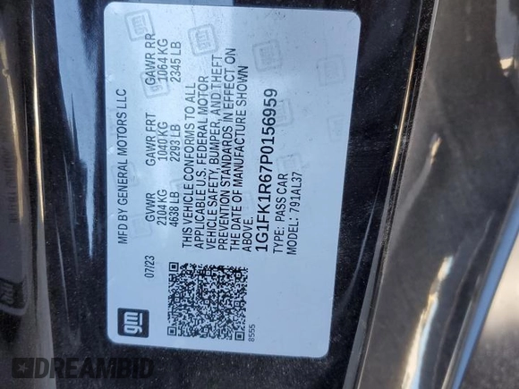 2023 Chevrolet Camaro ZL1 z VIN 1G1FK1R67P0156959, wystawiony jako Copart lot #83557944 z przebiegiem 15 203 mil mil oraz Szkody całkowita. Historia ofert i sprzedaży dostępna na DreamBid. Obrazek 13.