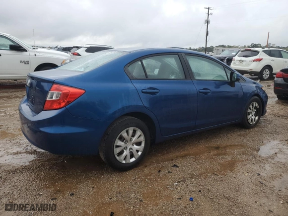 2012 Honda Civic Sdn LX with VIN 19XFB2F59CE069090, listed as a Copart auction lot 49880845 with 117,295 mi miles and Salvage Title. Bid and sale history available at carsss.com. Image 3.