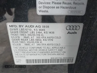 2009 Audi Q7 with VIN WA1AY74L19D016945, listed as a IAAI auction lot 39480989 with 149,769 mi miles and . Bid and sale history available at DreamBid. Image 9.