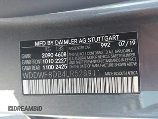 2020 Mercedes-Benz C 300 with VIN WDDWF8DB4LR528911, listed as a IAAI auction lot 41766866 with 37,321 mi miles and . Bid and sale history available at carsss.com. Image 9.