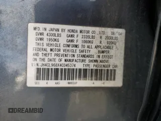 2004 Acura TSX with VIN JH4CL968X4C045374, listed as a Copart auction lot 50431295 with 0 mi miles and Salvage Title. Bid and sale history available at carsss.com. Image 12.