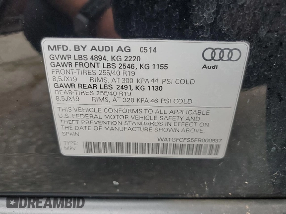 2015 Audi Q3 Prestige with VIN WA1GFCFS5FR000937, listed as a Copart auction lot 64323845 with 146,692 mi miles and Clean title. Bid and sale history available at DreamBid. Image 13.