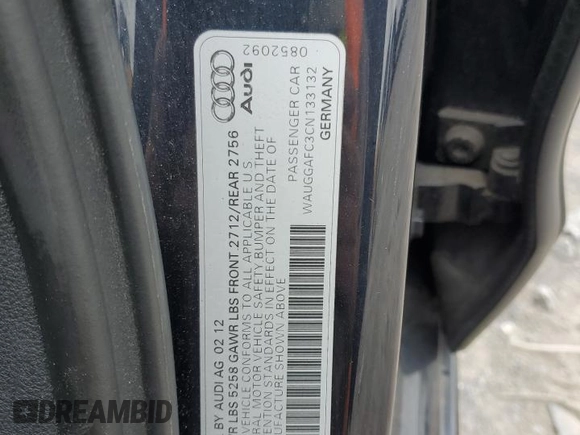 2012 Audi A6 Premium Plus с VIN WAUGGAFC3CN133132, выставлен на аукционе Copart как лот 56023575 с пробегом 90 174 миль миль и Чистый • Clean title. История ставок и продаж доступна на DreamBid. Изображение 12.