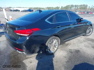 2015 Hyundai Genesis 3.8L with VIN KMHGN4JE1FU073697, listed as a IAAI auction lot 41743060 with 104,938 mi miles. Bid and sale history available at carsss.com. Image 4.