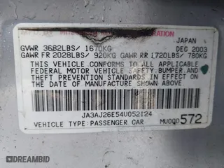 2004 Mitsubishi Lancer ES with VIN JA3AJ26E54U052124, listed as a IAAI auction lot 41804473 with 165,786 mi miles. Bid and sale history available at carsss.com. Image 9.