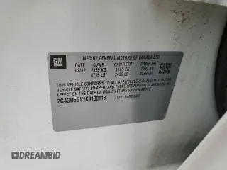 2012 Buick Regal Turbo Premium 3 with VIN 2G4GU5GV1C9180113, listed as a Copart auction lot 41880615 with 96,835 mi miles and Salvage title. Bid and sale history available at DreamBid. Image 12.