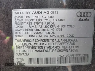 2013 Audi Q7 Premium Plus with VIN WA1LGAFE1DD015956, listed as a IAAI auction lot 42096428 with Not provided miles and . Bid and sale history available at DreamBid. Image 9.