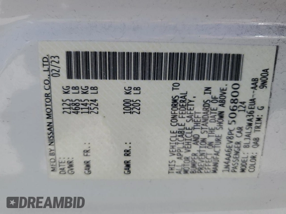2023 Nissan Maxima SR с VIN 1N4AA6EV8PC506800, выставлен на аукционе Copart как лот 49446835 с пробегом 9 769 миль миль и На запчасти • Non repairable. История ставок и продаж доступна на DreamBid. Изображение 12.