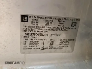 2014 Chevrolet Silverado 1500 Work Truck with VIN 3GCUKPECXEG302616, listed as a Copart auction lot 84420954 with 0 mi miles and Salvage Title. Bid and sale history available at carsss.com. Image 12.