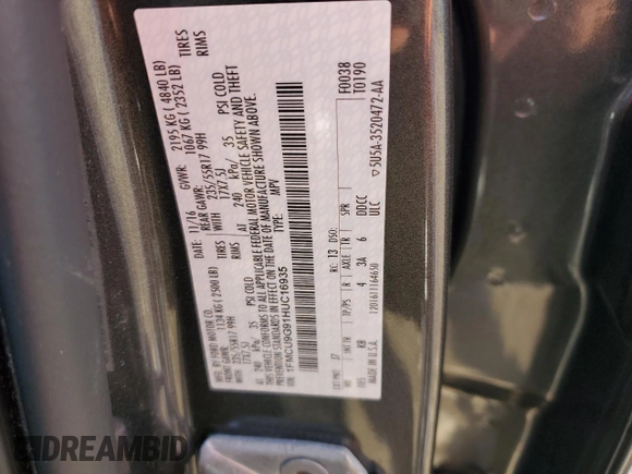2017 Ford Escape SE with VIN 1FMCU9G91HUC16935, listed as a Copart auction lot 79975404 with 100,361 mi miles and Non Repairable. Bid and sale history available at carsss.com. Image 13.