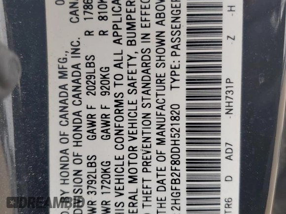 2013 Honda Civic EX with VIN 2HGFB2F80DH521820, listed as a Copart auction lot 51419205 with 137,119 mi miles and Salvage Title. Bid and sale history available at DreamBid. Image 15.