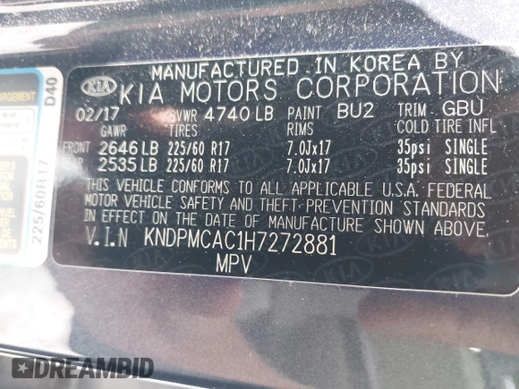 2017 Kia Sportage LX z VIN KNDPMCAC1H7272881, wystawiony jako IAAI lot #38926444 z przebiegiem 12 743 mil mil oraz . Historia ofert i sprzedaży dostępna na DreamBid. Obrazek 9.