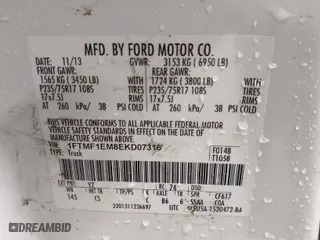 2014 Ford F-150 XL with VIN 1FTMF1EM8EKD07316, listed as a IAAI auction lot 41243529 with 91,577 mi miles. Bid and sale history available at carsss.com. Image 9.