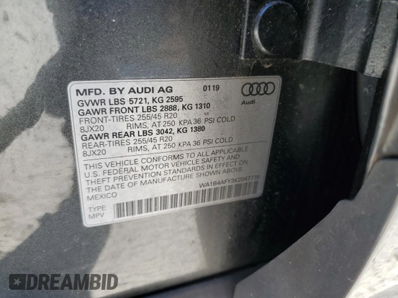 2019 Audi SQ5 Premium Plus z VIN WA1B4AFY3K2047735, wystawiony jako Copart lot #52304265 z przebiegiem Nie podano mil oraz Szkoda całkowita • Salvage title. Historia ofert i sprzedaży dostępna na DreamBid. Obrazek 14.