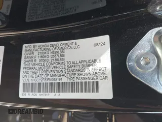 2024 Honda Accord Touring with VIN 1HGCY2F83RA092194, listed as a IAAI auction lot 41879950 with 5,054 mi miles and . Bid and sale history available at DreamBid. Image 9.