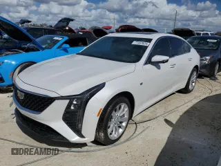 2025 Cadillac CT5 Premium Luxury with VIN 1G6DN5RW9S0100675, listed as a Copart auction lot 77497624 with Not provided miles and Salvage title. Bid and sale history available at DreamBid. Image 1.