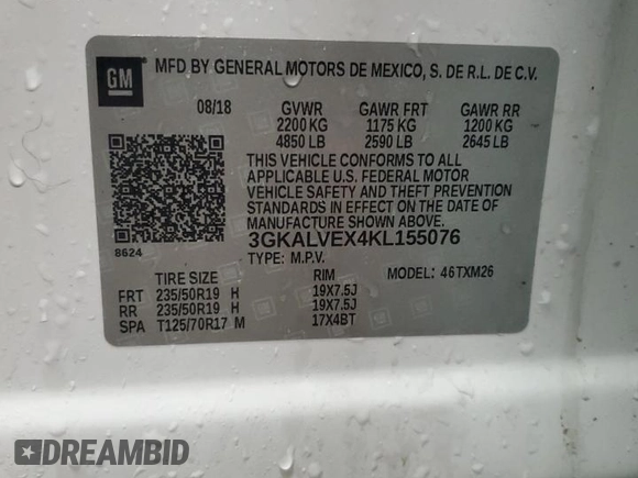 2019 GMC Terrain SLT with VIN 3GKALVEX4KL155076, listed as a Copart auction lot 41505455 with 22,232 mi miles and Clean Title. Bid and sale history available at carsss.com. Image 13.