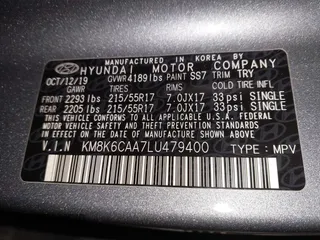 2020 Hyundai Kona SEL Plus with VIN KM8K6CAA7LU479400, listed as a IAAI auction lot 41732275 with 59,911 mi miles. Bid and sale history available at carsss.com. Image 9.