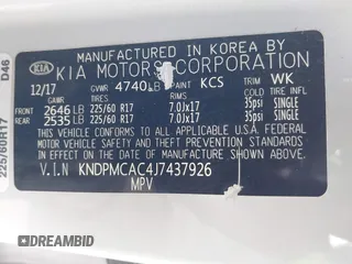 2018 Kia Sportage LX with VIN KNDPMCAC4J7437926, listed as a IAAI auction lot 41968696 with 139,304 mi miles. Bid and sale history available at carsss.com. Image 9.
