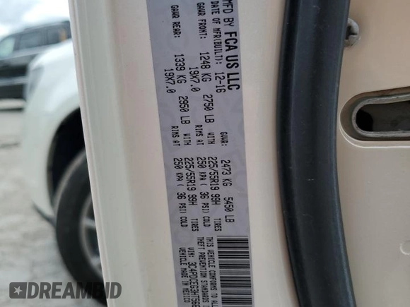 2017 Dodge Journey GT with VIN 3C4PDCEG3HT566162, listed as a Copart auction lot 58539455 with 80,369 mi miles and Salvage title. Bid and sale history available at DreamBid. Image 13.