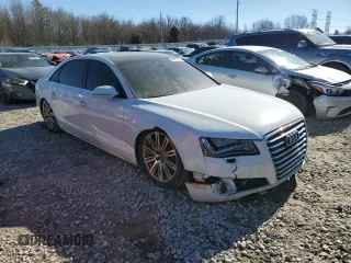 2014 Audi A8 4.0T with VIN WAUR2AFD9EN004542, listed as a Copart auction lot 88472135 with 75,909 mi miles and Salvage Title. Bid and sale history available at DreamBid. Image 4.