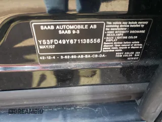 2007 Saab 9-3 z VIN YS3FD49Y671138556, wystawiony jako Copart lot #71060564 z przebiegiem 103 526 mil mil oraz Czysty tytuł • Clean title. Historia ofert i sprzedaży dostępna na DreamBid. Obrazek 13.