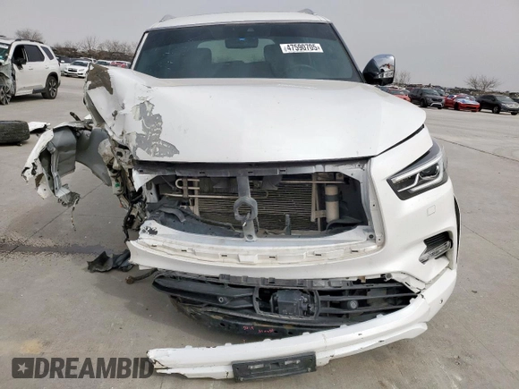 2021 Infiniti QX80 SENSORY with VIN JN8AZ2BE0M9267630, listed as a Copart auction lot 47590705 with 114,051 mi miles and Salvage Title. Bid and sale history available at carsss.com. Image 5.