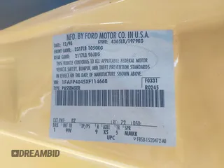 1999 Ford Mustang z VIN 1FAFP4045XF114668, wystawiony jako IAAI lot #42131503 z przebiegiem 277 529 mil mil oraz . Historia ofert i sprzedaży dostępna na DreamBid. Obrazek 9.