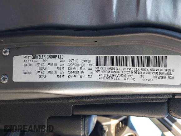 2014 Jeep Cherokee Limited with VIN 1C4PJLDS4EW223798, listed as a IAAI auction lot 41792052 with 227,690 mi miles and . Bid and sale history available at DreamBid. Image 9.