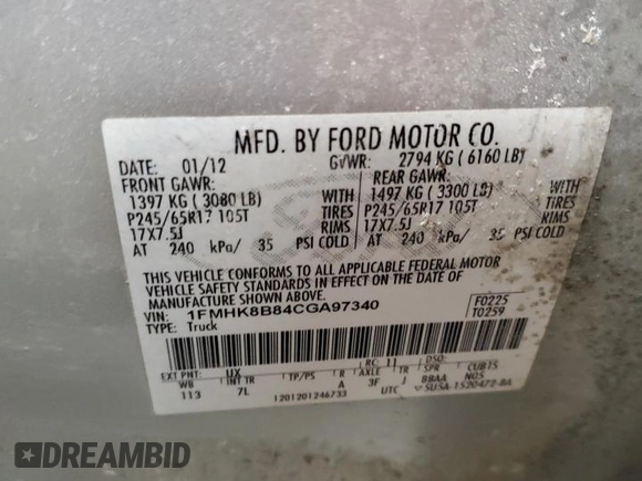 2012 Ford Explorer z VIN 1FMHK8B84CGA97340, wystawiony jako Copart lot #44960325 z przebiegiem 156 445 mil mil oraz Szkoda całkowita • Salvage title. Historia ofert i sprzedaży dostępna na DreamBid. Obrazek 15.