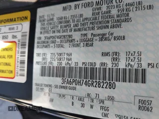 2016 Ford Fusion SE with VIN 3FA6P0H74GR282280, listed as a IAAI auction lot 42023017 with 90,802 mi miles. Bid and sale history available at carsss.com. Image 9.