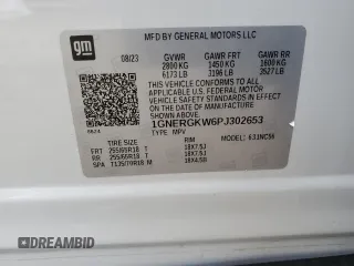2023 Chevrolet Traverse LT Cloth с VIN 1GNERGKW6PJ302653, выставлен на аукционе Copart как лот 87610375 с пробегом 28 756 миль миль и Списание • Salvage title. История ставок и продаж доступна на DreamBid. Изображение 14.