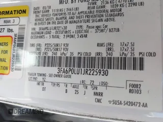 2018 Ford Fusion SE z VIN 3FA6P0LU1JR225930, wystawiony jako IAAI lot #42508239 z przebiegiem 202 272 mil mil oraz . Historia ofert i sprzedaży dostępna na DreamBid. Obrazek 9.